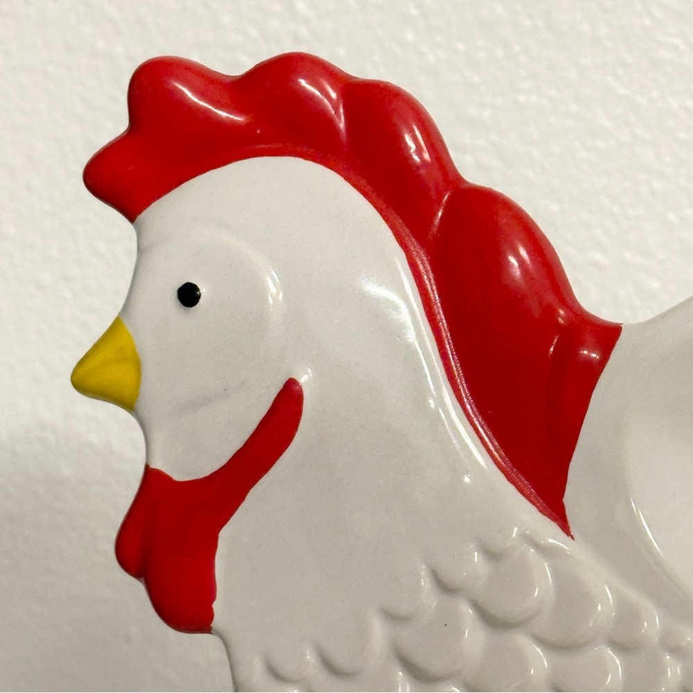 Vintage 13” Rooster Deviled Egg Chicken Ceramic Platter Portugal Teleflora Tray - Picture 2 of 12